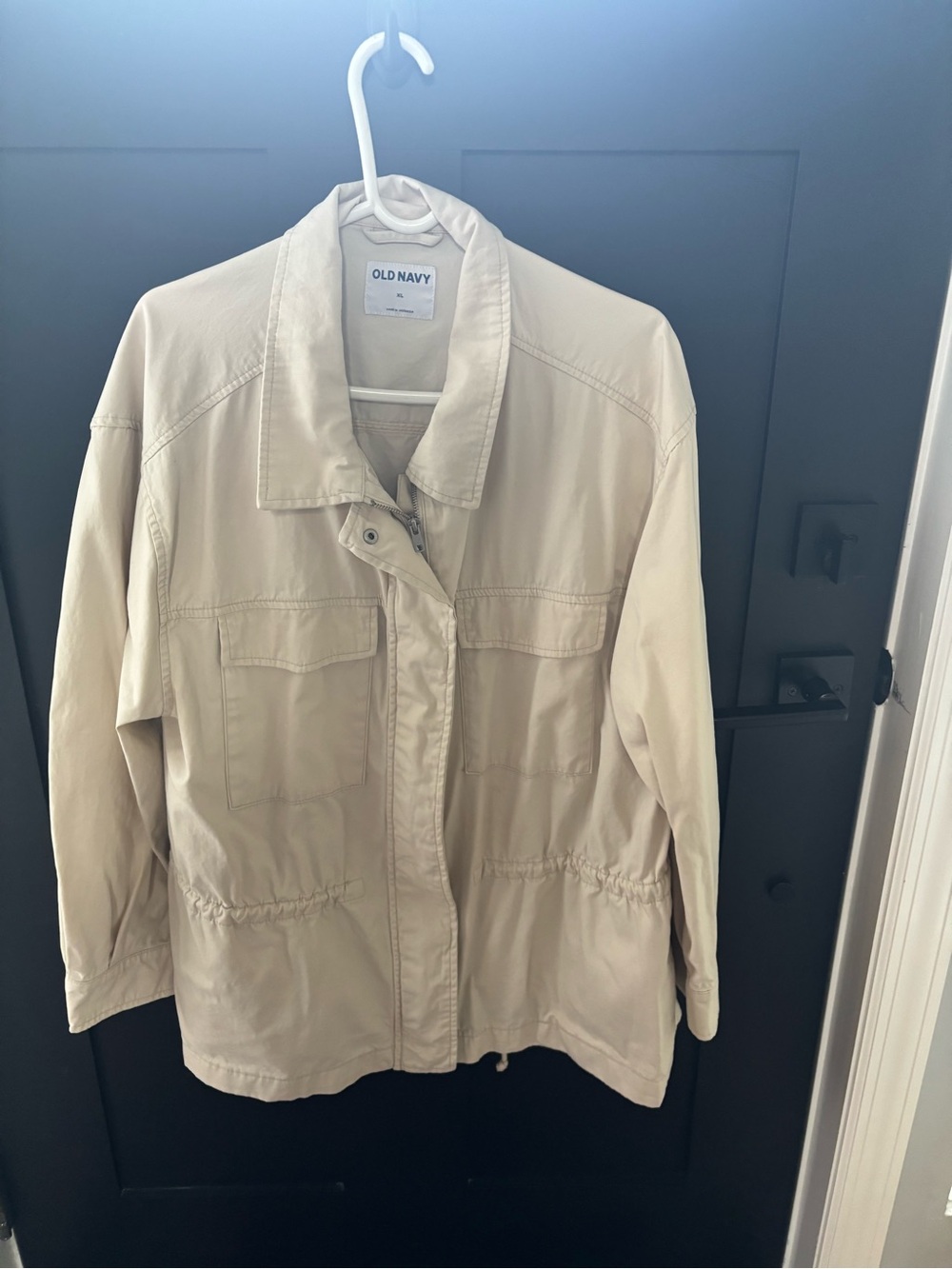 Old Navy Women's Light Beige Utility Jacket with Drawstring Waist
